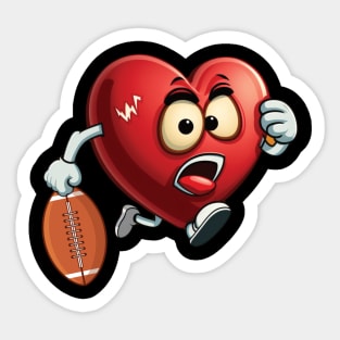 Heart American Football Valentines Day Boys Men Kids Sports Sticker